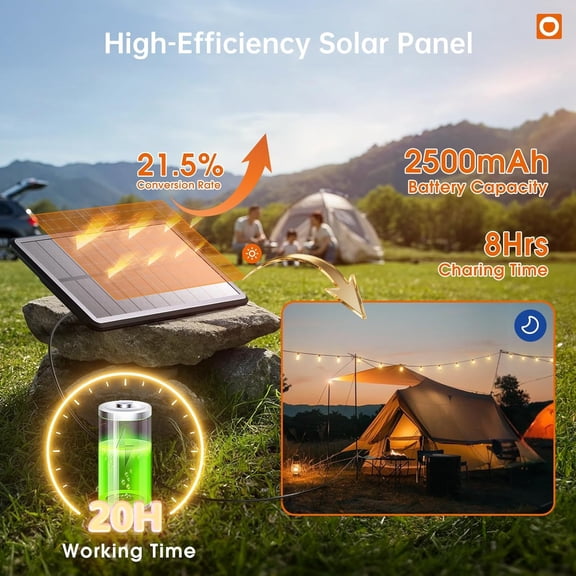 FGTHBF-35FT Solar String Lights Outdoor, IP54 Waterproof Solar Powered with Remote & USB Port, 10+1 LED Shatterproof Bulbs, Dimmable Solar Light Outdoor for Camping Backyard Bistro Porch