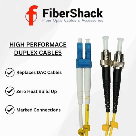 FGTHBF-- 3ft / 1M LC to ST Fiber Patch Cable - Duplex - ST to LC Single Mode Fiber Cable - LSZH SM OS2 Optical Patch Cord - Built for Professionals