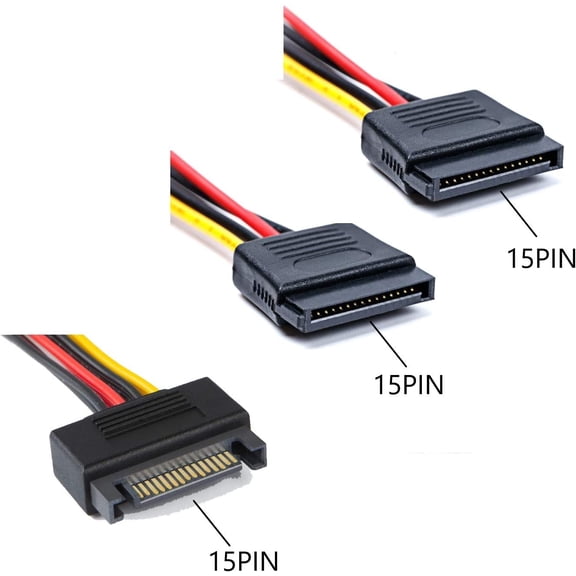 FGTHBF-4pcs SATA Power Splitter Cable,15 Pin Male to 15 Pin Dual Female Power Cable 8 Inches