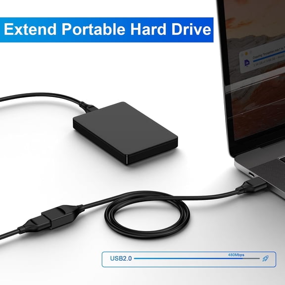 FGTHBF-5Pack USB Extension Cable,Type A Male to Female Extension Cord High Data Transfer Compatible with Keyboard/Mouse/Flash Drive/Printer/Camera/Webcam/Hard Drive/USB Hub,6FT USB A Extender Cord -