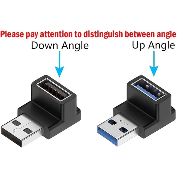 FGTHBF-6 Pack 90 Degree USB 3.0 Adapter,Right Angle USB A Male to Female USB L Shape OTG Connector Extender Support Data Sync (5Gbps) or Charge (15W) for PC, Laptop, Mouse, desktops etc