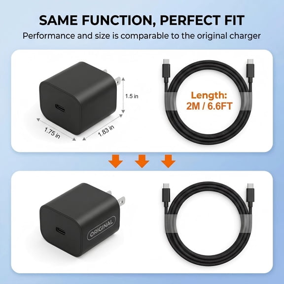 FGTHBF-60W Super Fast Charger USB C,Fast Charging 3.0 Type C Charger Block & 6.6FT USB C Charger Fast Charging Cable for Samsung Galaxy S26 Ultra/S26+/S26/S25/S24iPhone 17 16 15 Pro Max
