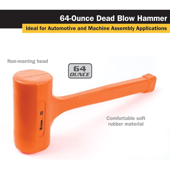 FGTHBF-63164 4lb Dead Blow Hammer with Steel Shot Filled Head, Spark & Rebound Resistant, 14.25" Non-slip Diamond Textured Handle