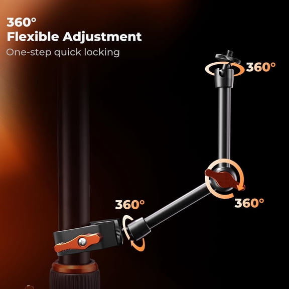 FGTHBF-9.8" Magic Arm Clamp Kit with 1/4" & 3/8" Thread Screw 360 Ball Heads Articulating Magic Arm Camera Mount for Monitor, Flash, LED Light, Microphone, Camera Cage, Action Camera