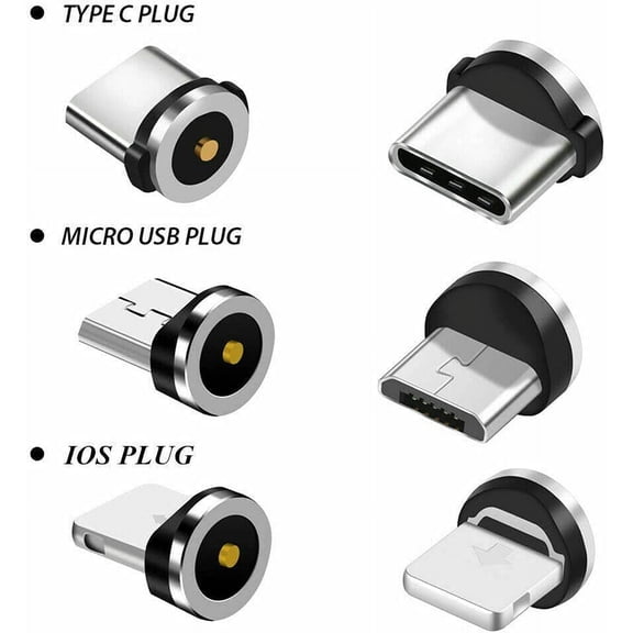 FGTHBF-9 Pack Magnetic Phone Cable Adapter Connector Tips Head Plug Micro USB Type C Cord Magnet Charger Adaptor Replacement Tip for iPhone Huawei Samsung iPad Android Mobile Phone