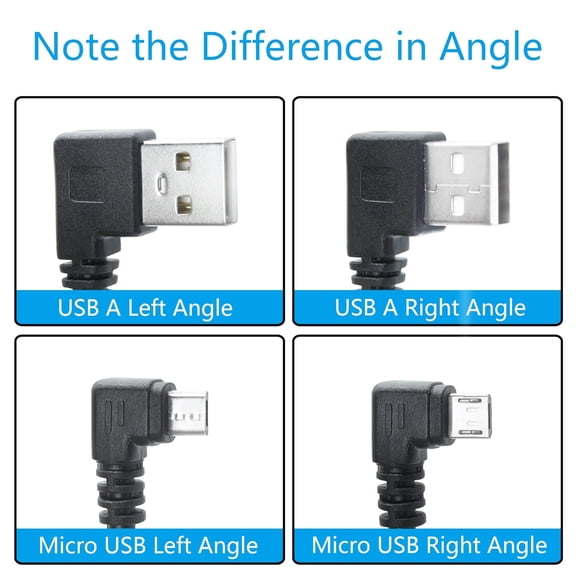FGTHBF-90 Degree Micro USB Cable,25cm USB A Left Angle to Micro USB Left Angle Charging and The Data Transfer,for Phone and Dash Cam,Camera,etc,Micro USB Port Use(2Pcs)
