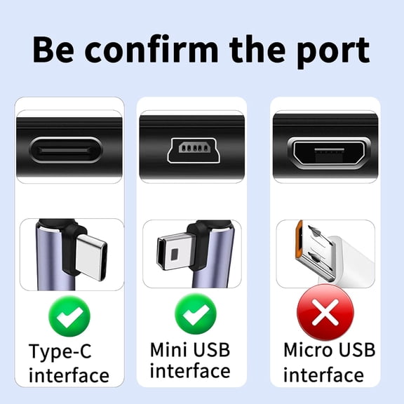 FGTHBF-90Degree USB C to Mini USB Cable, Right Angle Mini-B 5-Pin to Type-C Data Sync and Charging OTG Adapter Cable, Braided Durable, for Digital Camera, Hero 3+,GPS, MP3 Player-1M/3.2Ft