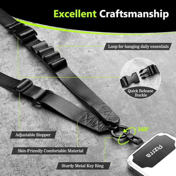 FGTHBF-Adjustable Crossbody Cell Phone Lanyard for iPhone with Phone Tethers & Retractable ID Badge Card Holder (Solid Black)