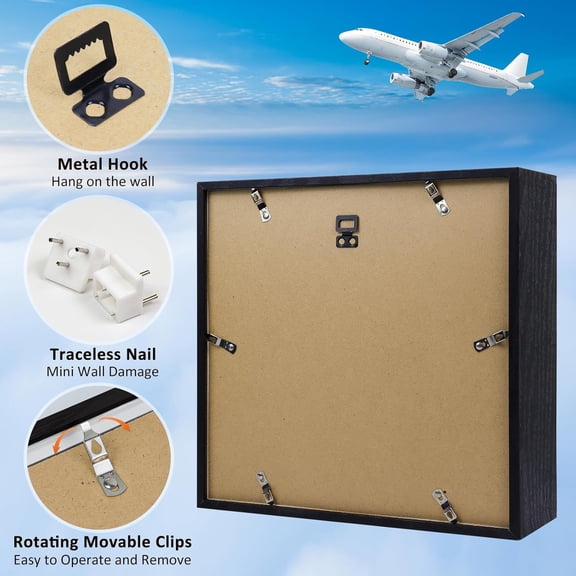 FGTHBF-Adventure Archive Box 12x12inch Adventure Box for Travel Life in a Box Memories Shadow Box with Slot, Top Loading Tickets keepsake Box Display Travel Frame, ZYBOX01