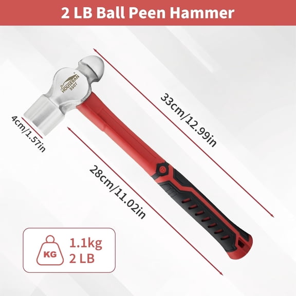 FGTHBF-Ball Peen Hammer 2 Lb, Big Ball Pein Hammer With Non-slip Rubber Grip, Metal Hammer For Metal Work, Rounding, Mechanics