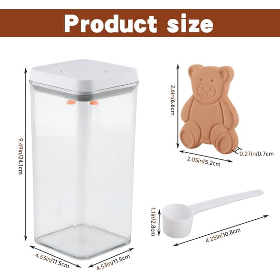 FGTHBF-Brown Sugar Keeper Airtight Container 2.3Qt/2200ml, Brown Sugar Saver Storage Box with Spoon, Locking Lid Canister for Flour, Baking Supplies, Coffee, Pantry Organization