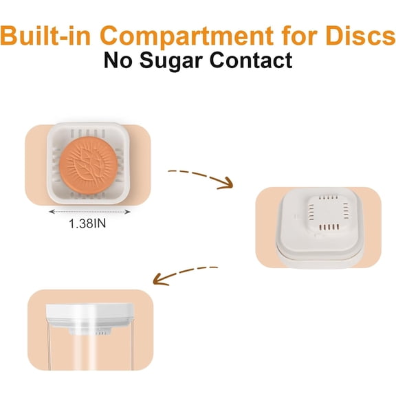 FGTHBF-Brown Sugar Keeper Container, Airtight Brown Sugar Container with Terracotta Brown Sugar Saver Disc, 1.8QT Stackable One-Touch Lid, Fits 2 lb Bag