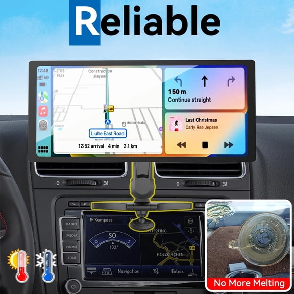 FGTHBF-CD Slot Car Mount for Portable CarPlay Screens with Extension Arm, Adjustable Angles, Low Profile, Integrated Mounting Solution for in-Car Android Display Monitors (4-Tab Bracket Mount)