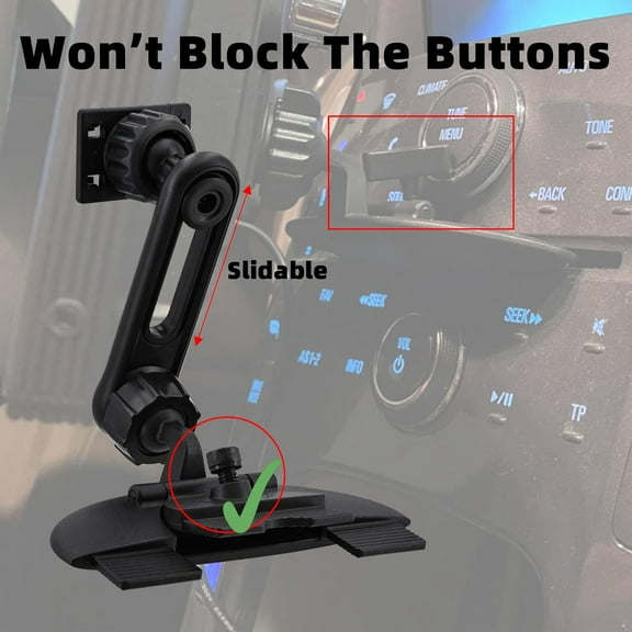 FGTHBF-CD Slot Mount for CarPlay Screen Android Auto Tablet CD Mount Holder with Extension Arm Fits 4-11 Inch Monitor for Garmin Nuvi GPS Cell Phone in-Car CarPlay (17mm Ball & 4-Tab Bracket)