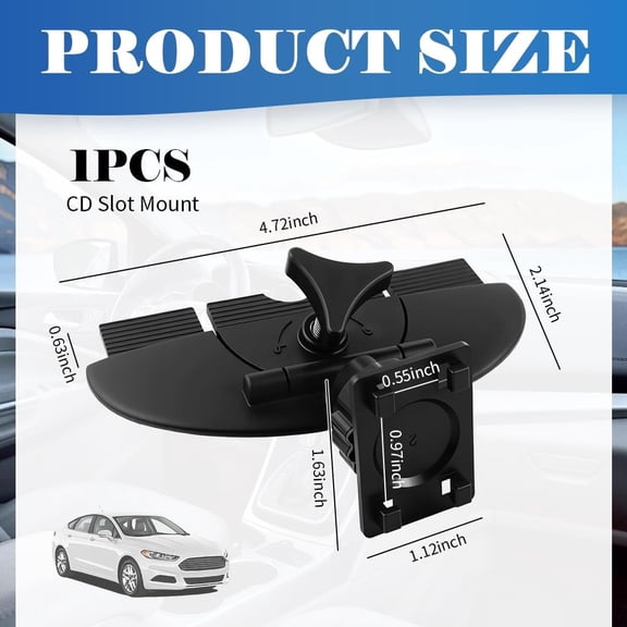 FGTHBF-CD Slot Mount for Carplay Screen 360 Rotatable,Anti-Vibration CD Mount for Carplay Screen GPS Display,Portable Carplays CDs Mounts Car Accessories for 7"-10.5" Display