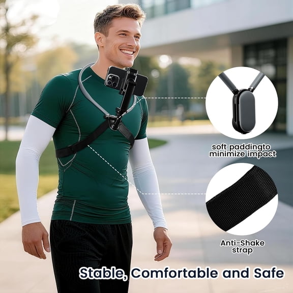 FGTHBF-Camera Phone Chest Neck Mount Holder for Video Recording iPhone Samsung 4-7 Inch Phones AKASO/Go Pro/Insta360X5/DJI360 (Cameras + Phone Mount)