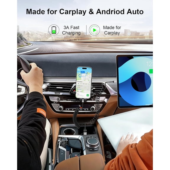 FGTHBF-Car Carplay Cable 2Pack 3ft Coiled USB A to USB C Cable for Android Auto CarPlay, USB C Car Cable Fast Charging for iPhone 17 16 15 Samsung Galaxy S25 S24 S23, USB C Cable Coiled