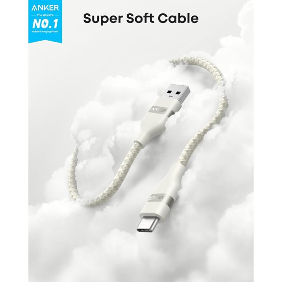 FGTHBF-Car Carplay Cable for iPhone 17 16 Pro Max Plus, Upcycled Braided USB A to USB C Car Charger Cord for Samsung Note20 and More (3FT,White)