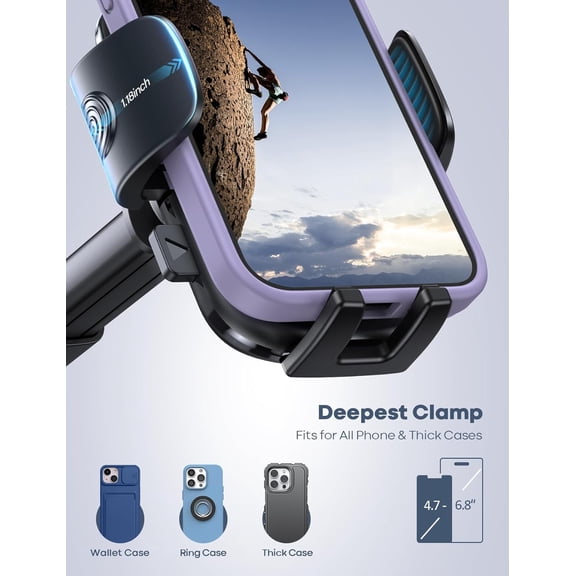 FGTHBF-Car Phone Holder - [Strongest Military-Grade Suction Cup] 360 Rotation Phone Holders for Your Car Quick Release Adjustable Phone Mount for Car Dashboard for iPhone 17 16 Pro Max Dark Grey