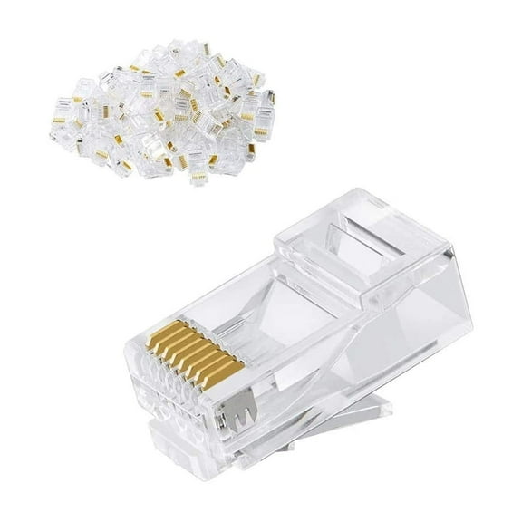 FGTHBF-Cat6 RJ45 Connectors, 50-Pack Cat6 RJ45 Ends, Ethernet Cable Crimp Connectors UTP Network Plug for Solid Wire and Standard Cable, Transparent