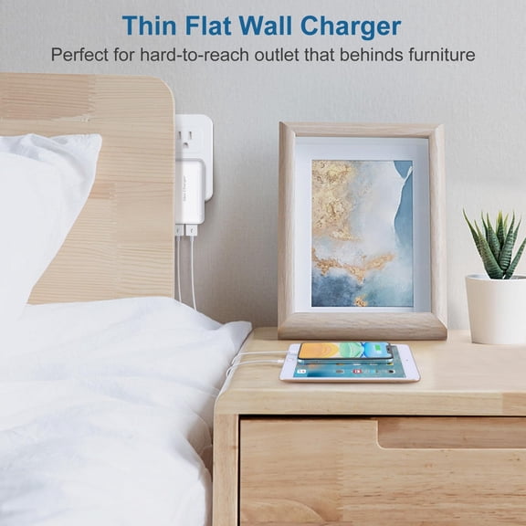 FGTHBF-Charger Block, Flat Dual USB Wall Charger with Foldable Plug, 5v/3a Fast Charging Block Extra-Slim Portable 2 USB-A Ports Phone Plug Adapter for iPhone 13 12 11 XR XS iPad, Samsung GalaxyS23