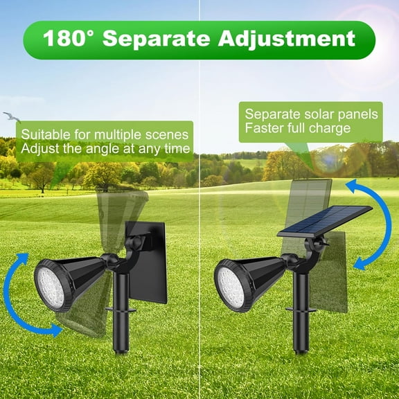 FGTHBF-Color Changing Solar Spot Lights Outdoor Waterproof 180 Adjustable Colored RGB Solar Powered Landscape Lights for Yard 7 Lighting Modes Solar Spotlights for Pathway Garden Outside (2 Pack)