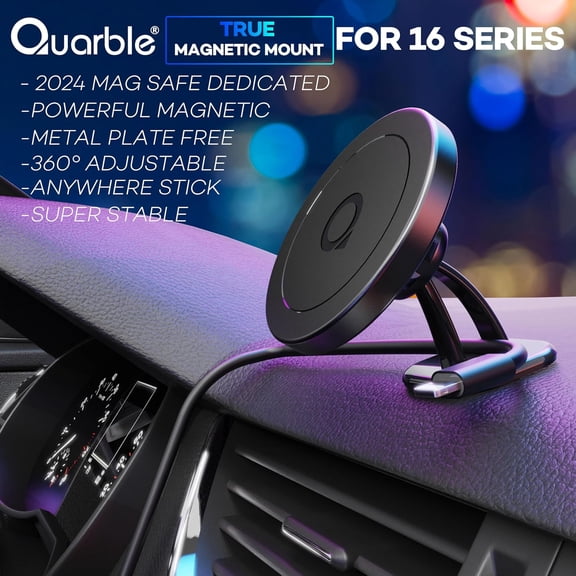 FGTHBF-Compatible with Mag Safe Car Mount Dashboard Magnetic 360 Adjustable Phone Holder Soft Rubber Front Compatible with iPhone 16/15/ 14/13/ 12/ Pro/Pro Max No Metal Plate Needed Since 2021