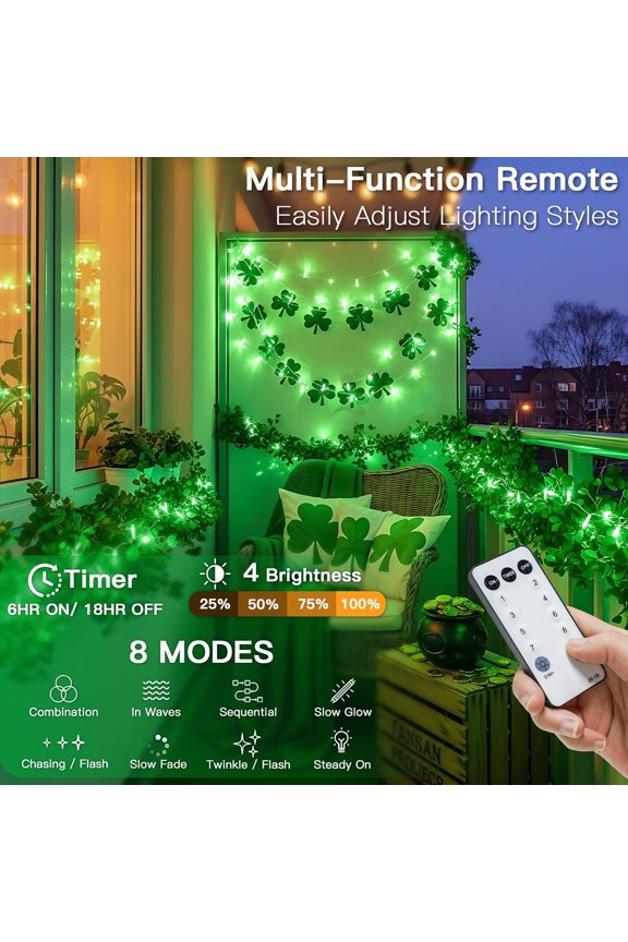 -Connectable Green Chirstmas Lights Outdoor with Remote, 66ft 200 LED String Lights Plug in Waterproof, Dimmable Clear Wire Fairy Lights for Xmas Tree,Halloween,Garden,Porch,Party,Dorm Decor