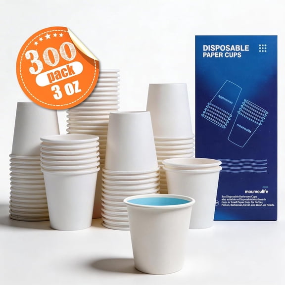 FGTHBF-Disposable Paper Coffee Cups 3 oz 300 Count, Bathroom Cups, White Mouthwash Cups, Leak-Proof Small Paper Cups For Mouthwash & Daily Use, Home & Travel
