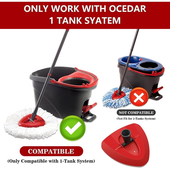 FGTHBF-Easywring 1-Tank System,Mop Replacement Heads for O-Ceda Mop Replace Head, Spin Mop Heads Replacements, Microfiber Spin Mop Refills, Easy Cleaning Mop Head Replacement (Red Mop Base 1pcs)