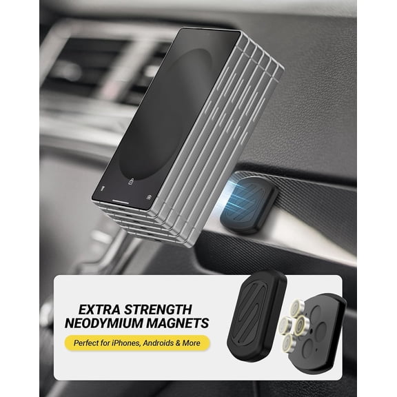 FGTHBF-Extra Strength Magnetic 3M Flush Mount Phone Holders for Your Car Dashboard and Flat Surfaces, Low Profile Cell Phone Holder with Thick Metal Plate for iPhone and Android, Not MagSafe, 2-Pack