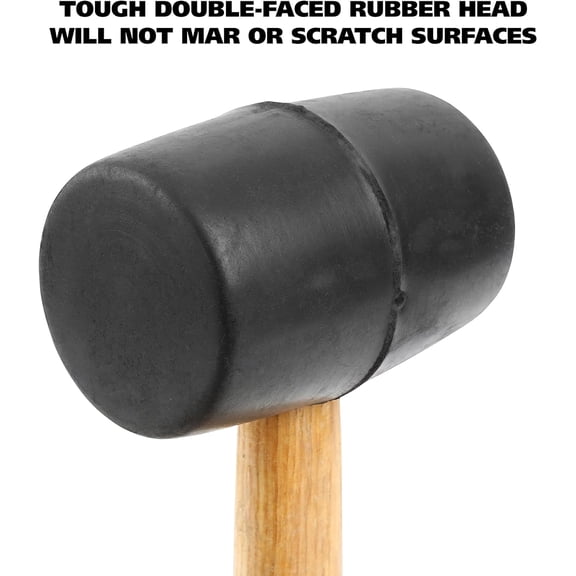 FGTHBF-GreatNeck RM8 Rubber Mallet, 8 Oz. Rubber Hammer, Mallet with Hardwood Handle, Surface-Safe for Woodworking, Automotive, and Tile Projects