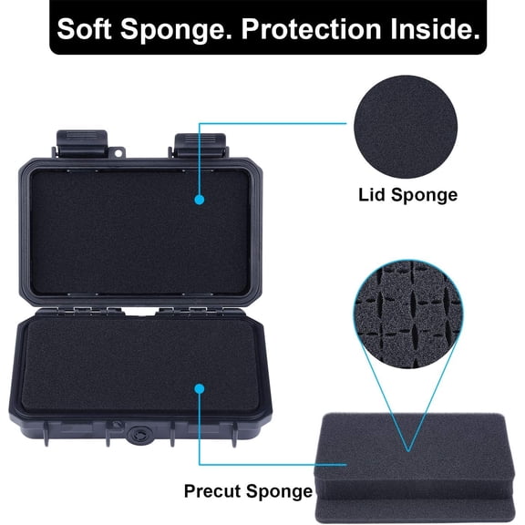 FGTHBF-HC-1510 Mini Hard Case Dry Box with Foam Insert, Interior Size 5.91x3.35x1.46 inch, IP66 Splash-Proof