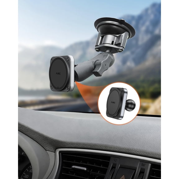 FGTHBF-Heavy Duty Magnetic Phone Holder Base with 1" Ball for MagSafe iPhone 17-12 Series, Compatible with RAM mounts and Other B Size Ball Double Socket Arm