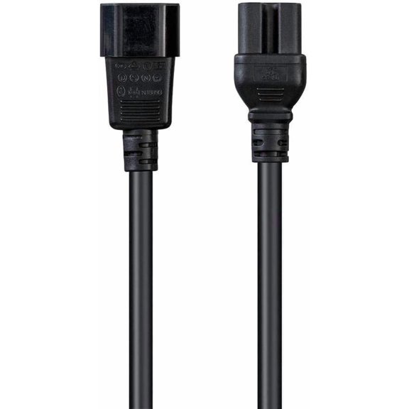 FGTHBF-Heavy Duty Power Cable - IEC 60320 C14 to IEC 60320 C15, 15 Amp, 1875 Watt, 125 Volt, 14AWG, 6 Feet, Black
