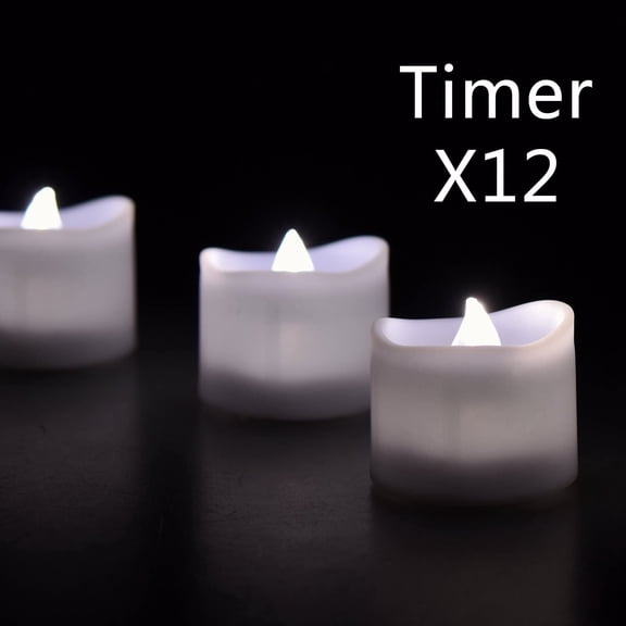 FGTHBF-LED Tea Lights Flameless Candle with Timer, 6 Hours on and 18 Hours Off, 1.4 x 1.3 Inch, Cool White, [12 Pack]