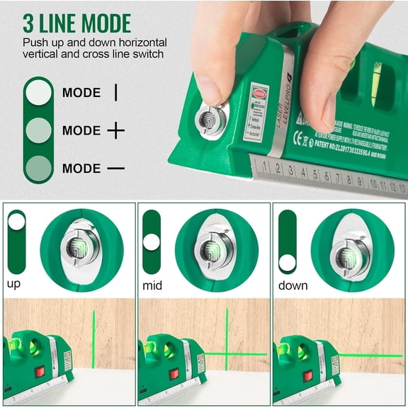 FGTHBF-Level Tool Laser Level Leveler tool Cross Line Vertical and Horizontal Line with USB Rechargeable for Picture Hanging cabinets Tile Walls by .