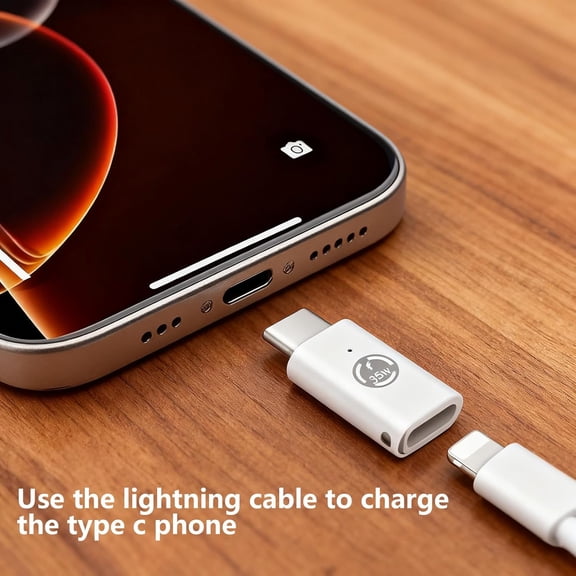 FGTHBF-Lightning to USB-C Adapter (2-Pack), USB C Male to Lightning Female PD 35W Charging & Data Transfer - White