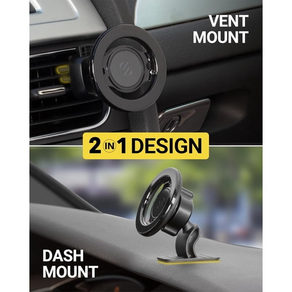 FGTHBF-MagicMount Select MagSafe Car Mount for iPhone, Strong Magnetic Phone Holder for Car Magnet Phone Mount with 360 Rotation for Dashboard/Vent Compatible with iPhone 17/16/15/14 Pro Max Android