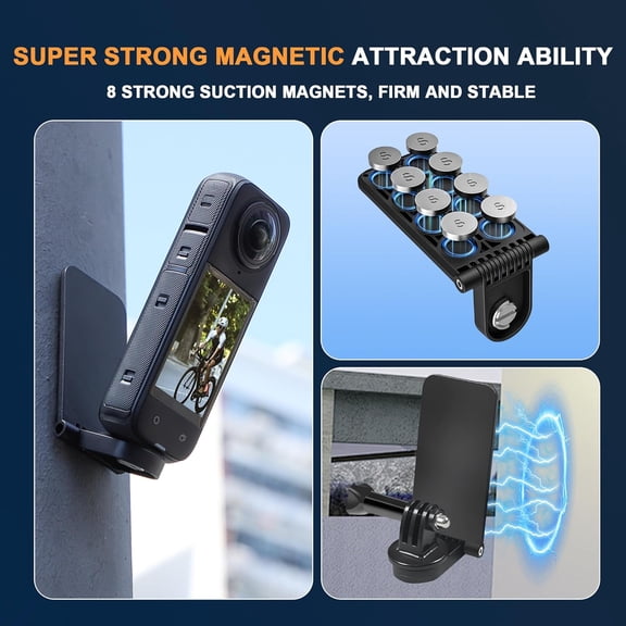 FGTHBF-Magnetic Mount Stand Compatible for Insta360 X5 X4, Magnet Steering Holder Bracket with 1/4 Screw for Insta 360 Action Camera, Stand Base for Insta360 X5/X4/X3/DJI OSMO 360/Pocket 3/GO 3