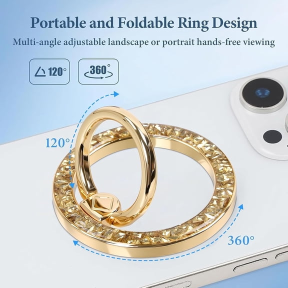 FGTHBF-Magnetic Phone Ring for MagSafe Grip [Super Magnet] StylishTwinkle Design Ring Holder Stand, magsafe pop Socket (Gold)