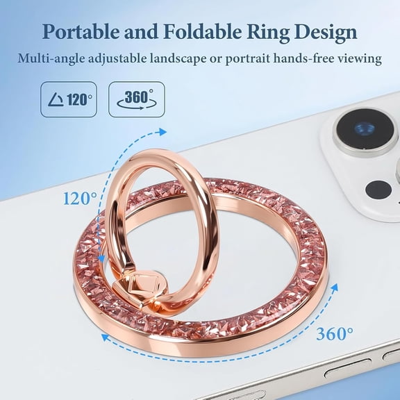 FGTHBF-Magnetic Phone Ring for MagSafe Grip [Super Magnet] StylishTwinkle Design Ring Holder Stand, magsafe pop Socket (Rose Gold)