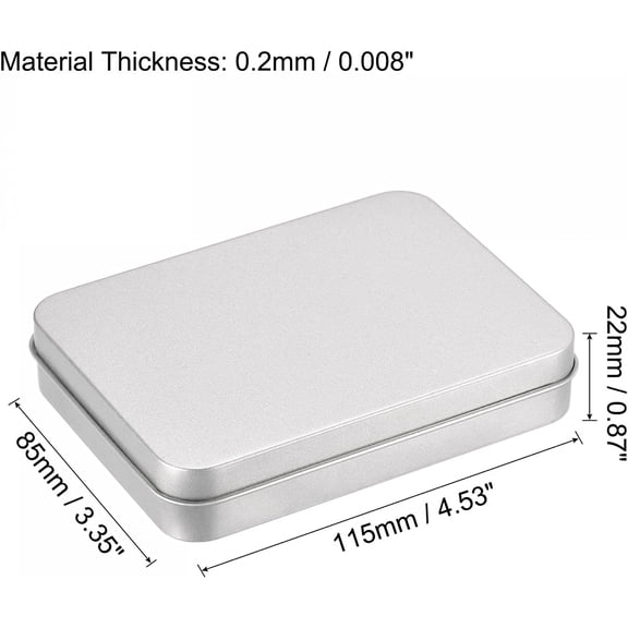 FGTHBF-Metal Tin Box, 4.53" x 3.35" x 0.87" Rectangular Empty Tinplate Containers with Lids, Silver Tone, for Home Organizer, Candles, Gifts, Car Keys, Crafts Storage