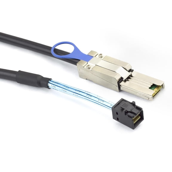 FGTHBF-Mini SAS HD SFF-8088 to SFF-8643 Internal External Server Cable 6Gbps High Speed 28AWG Data Cable, Black Flat Connector (0.5m)