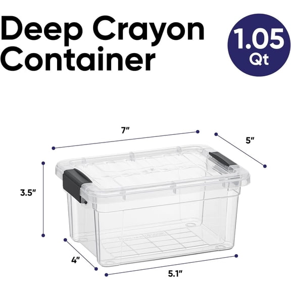 FGTHBF-Mini Storage Container Plastic Crayon Box Art Supplies and Sewing Case Stackable Clear Small Organizer for Beads, Stationery, Chalk, and Food, 1.05 Quart, 5 Pack