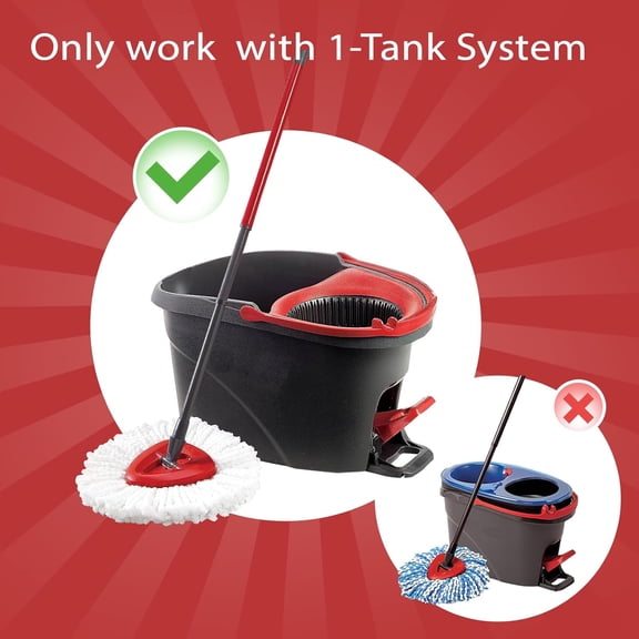 FGTHBF-Mop Replace Head, 6 Pack Spin Mop Replacement Head Easywring 1-Tank System, Easy Cleaning, Microfiber, Machine Washable