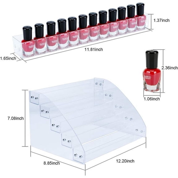 FGTHBF-Nail Polish Organizer Holder Rack 5 Layers Acrylic Display Rack Eyeglasses Shelf Essential Oils Ink Storage Holds Up to 80 (Fit 1-2oz Bottles)