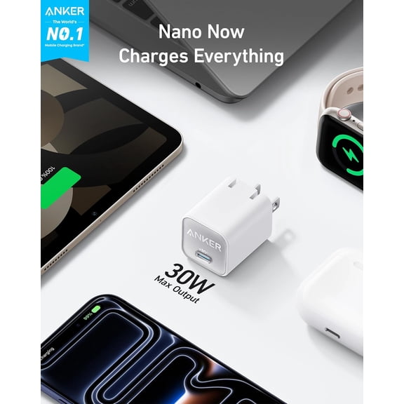 FGTHBF-Nano USB C Charger Block, 30W PIQ 3.0 Foldable iPhone Charger Fast Charging for iPhone 17/16 Series, Galaxy, iPad, Compatible with MagSafe