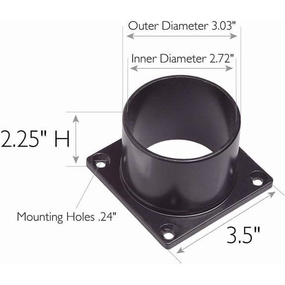 FGTHBF-Outdoor Pier Mount Base for Post Lights, Fits Standard 3-Inch Post Top Lanterns, Weather-Resistant Cast Aluminum, Black Finish, Mounting Base for Columns, Decks, Patios & Porches, 588004