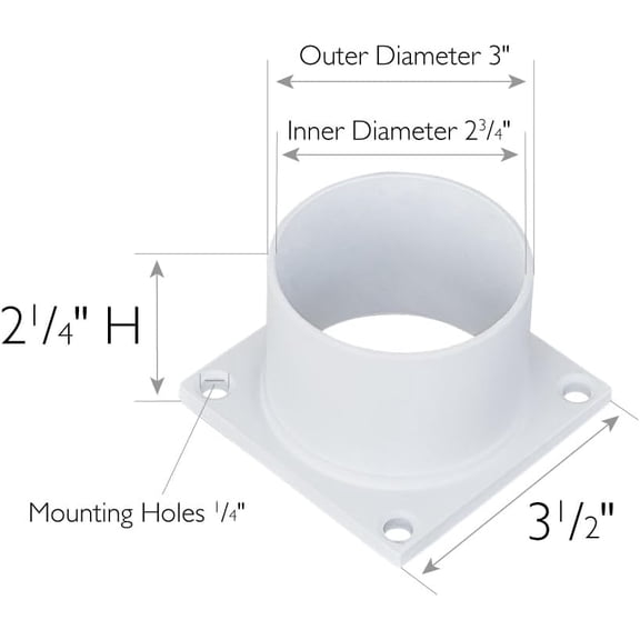 FGTHBF-Outdoor Round Pier Mount Base for Post Lights, White, Fits Standard 3-Inch Post Top Lanterns, Weather-Resistant Cast Aluminum Mounting Base for Columns, Decks, Porches & Patios, 590059